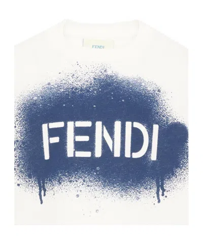 Fendi Spray-effect Logo-print T-shirt In White