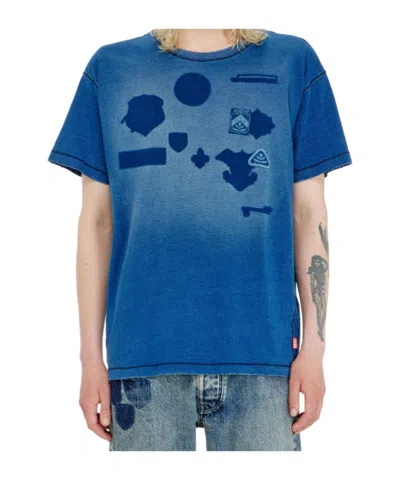 Diesel T-shirt With Shadow-effect Patches In Blue