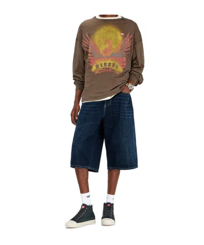 Diesel Long Sleeve T-shirt With Phoenix Graphic In Brown