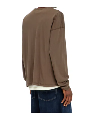Diesel Long Sleeve T-shirt With Phoenix Graphic In Brown