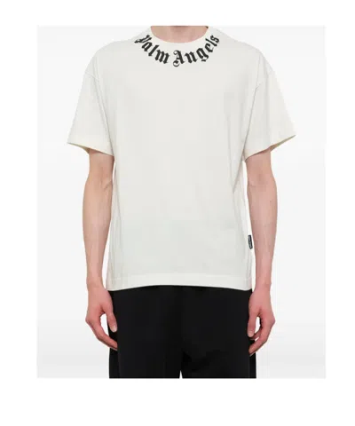 Palm Angels Neck Logo Printed T-shirt In White