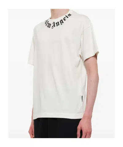 Palm Angels Neck Logo Printed T-shirt In White