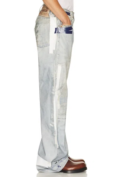Acne Studios Denim Straight Jeans Distressed Patchwork Five Pocket In Blue