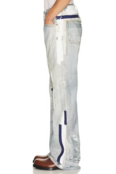 Acne Studios Denim Straight Jeans Distressed Patchwork Five Pocket In Blue