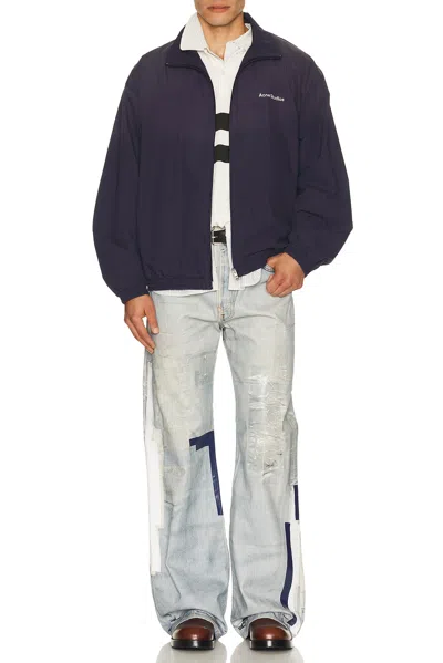Acne Studios Denim Straight Jeans Distressed Patchwork Five Pocket In Blue