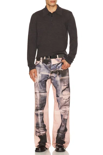Acne Studios Panelled Denim Jeans In Pink & Blue