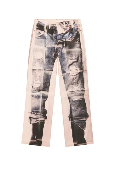 Acne Studios Panelled Denim Jeans In Pink & Blue