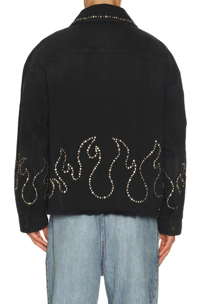 Amiri Studs Flames Trucker Jacket In Black