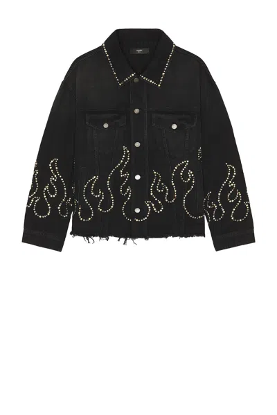 Amiri Studs Flames Trucker Jacket In Black