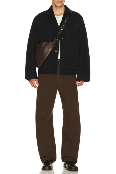 Lemaire Boxy Cropped Seam Detail Jacket In Black