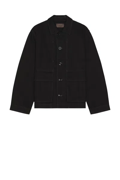 Lemaire Boxy Cropped Seam Detail Jacket In Black