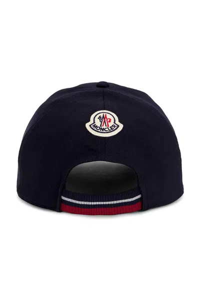 Moncler Monogram Patch Adjustable Baseball Cap In Obsidian Blue