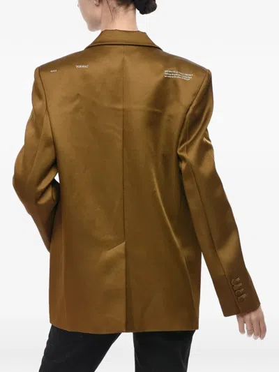 Off-white Satin Flap-pocket Blazer In Brown