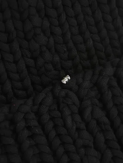 Max Mara Wool-blend Solid Beanie With Crystal In Black