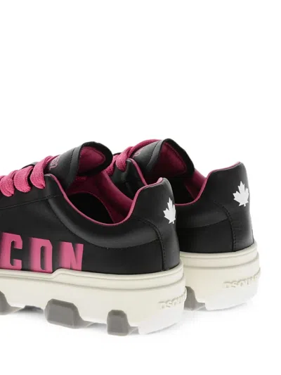Dsquared2 Black Leather Low-top Sneakers In Black