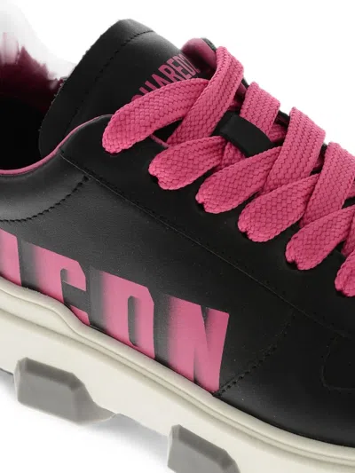 Dsquared2 Black Leather Low-top Sneakers In Black