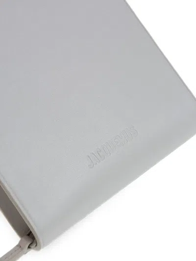 Jacquemus Leather Wallet With Shoulder Strap In Gray