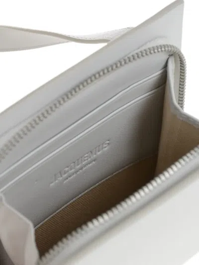 Jacquemus Leather Wallet With Shoulder Strap In Gray