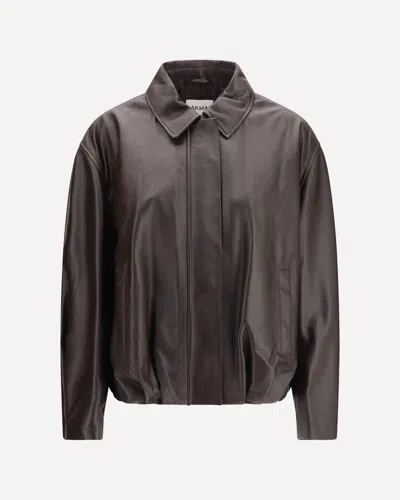 Arma Melis Lambskin Leather Bomber Jacket In Brown