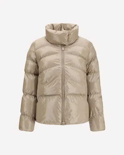 Pinko Beige High Collar Quilted Nylon Down Jacket In Neutral