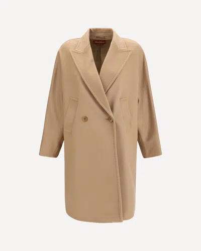 Max Mara Studio Double-breasted Wool Drap Coat In Brown