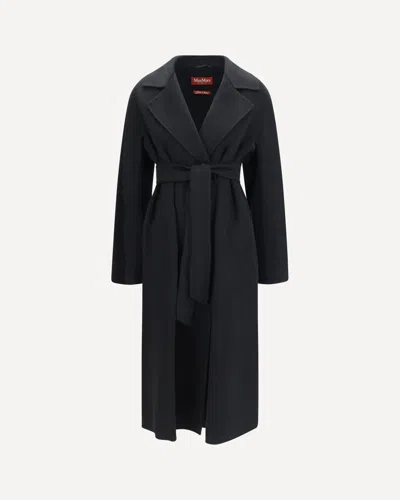 Max Mara Studio Cles Single-breasted Wool Coat In Black