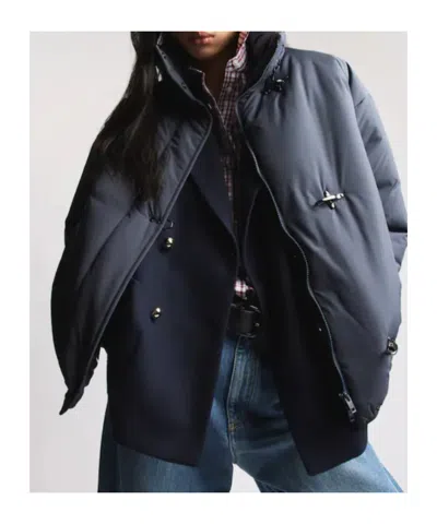 Fay Bomber Jacket In Microfiber In Blue