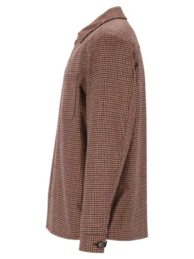 Eleventy Houndstooth-pattern Shirt Jacket In Brown