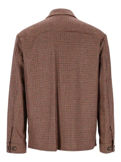 Eleventy Houndstooth-pattern Shirt Jacket In Brown