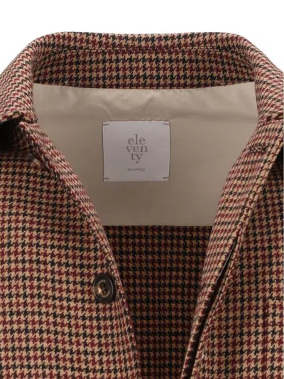 Eleventy Houndstooth-pattern Shirt Jacket In Brown