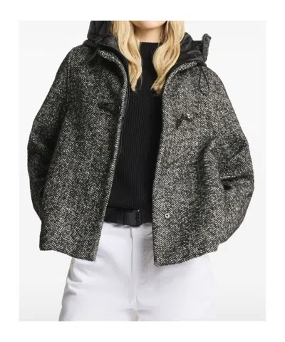 Fay Herringbone Toggle Coat In Black