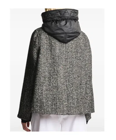 Fay Herringbone Toggle Coat In Black