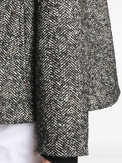 Fay Herringbone Toggle Coat In Black