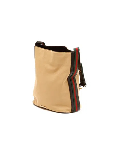 Gucci 2000-2015 Canvas Web Shoulder Bag In Beige