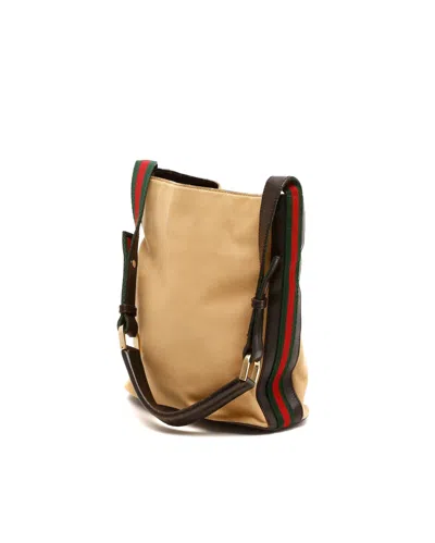 Gucci 2000-2015 Canvas Web Shoulder Bag In Beige