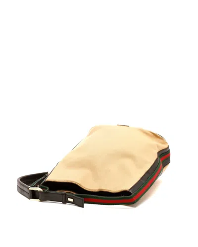 Gucci 2000-2015 Canvas Web Shoulder Bag In Beige
