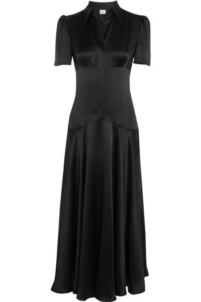 Hillier Bartley Plimpton Panelled Sandwashed-silk Midi Dress In Black