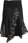 SACAI Ruffled silk organza-trimmed pleated poplin skirt