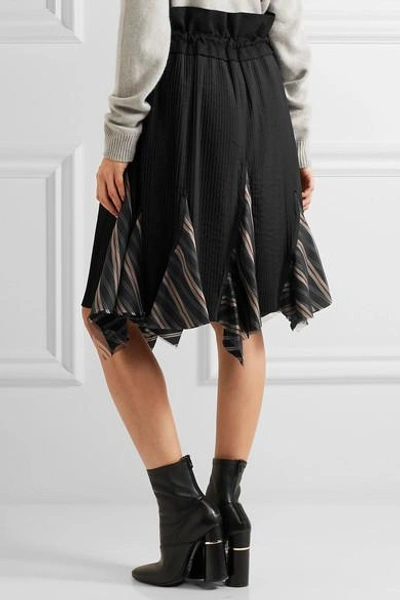 Shop Sacai Ruffled Silk Organza-trimmed Pleated Poplin Skirt