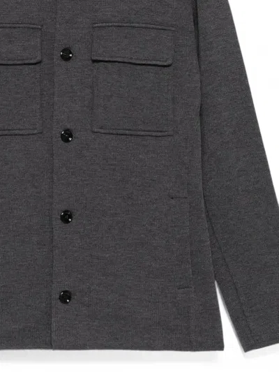 Lardini Flap-pocket Button-up Cardigan In Gray