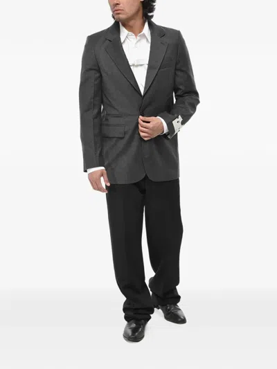 Off-white Single-breasted Logo-patch Blazer In Gray