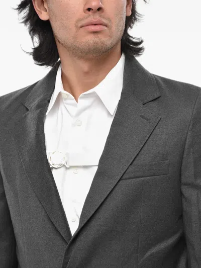Off-white Single-breasted Logo-patch Blazer In Gray