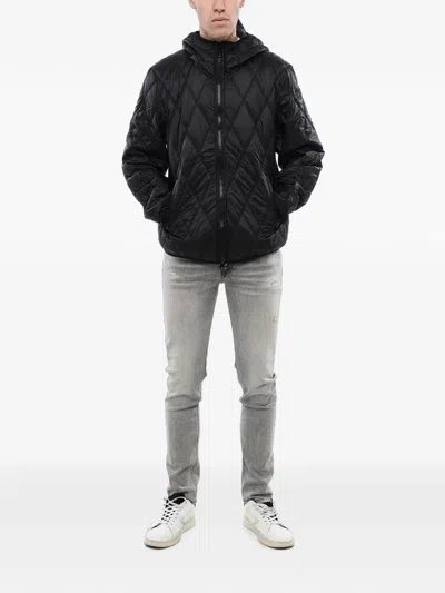 Diesel Quilted Hooded Jacket In Black