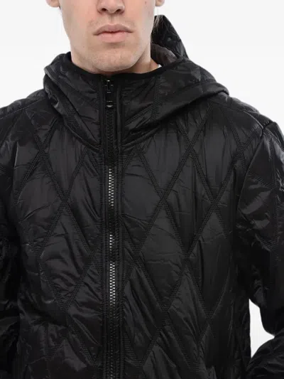 Diesel Quilted Hooded Jacket In Black