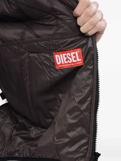 Diesel Quilted Hooded Jacket In Black
