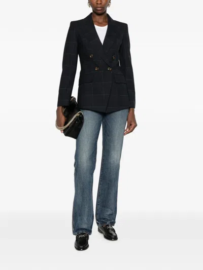 Marella Mllefedra Double-breasted Check-pattern Blazer In Blue