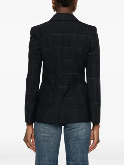 Marella Mllefedra Double-breasted Check-pattern Blazer In Blue