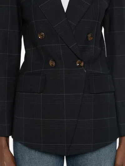 Marella Mllefedra Double-breasted Check-pattern Blazer In Blue