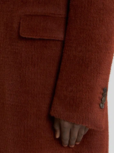 Etro Check-texture Coat In Red