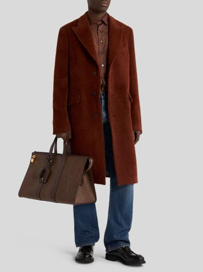Etro Check-texture Coat In Red